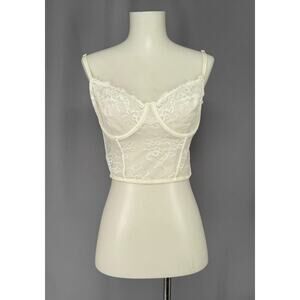 International Concepts Bustier Top Womens L White Lace Floral Corset Crop Y2k